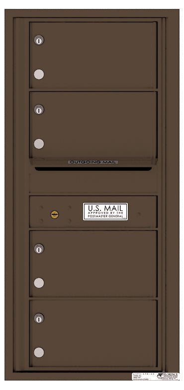 Versatile Front Loading Single Column Commercial Mailbox with 4 Tenant Compartments and Outgoing Mail Slot-Antique Bronze (AB)