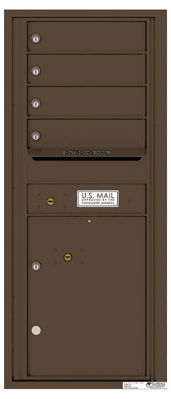 Versatile Front Loading Single Column Commercial Mailbox with 4 Tenant Doors and 1 Parcel Locker-Antique Bronze (AB)