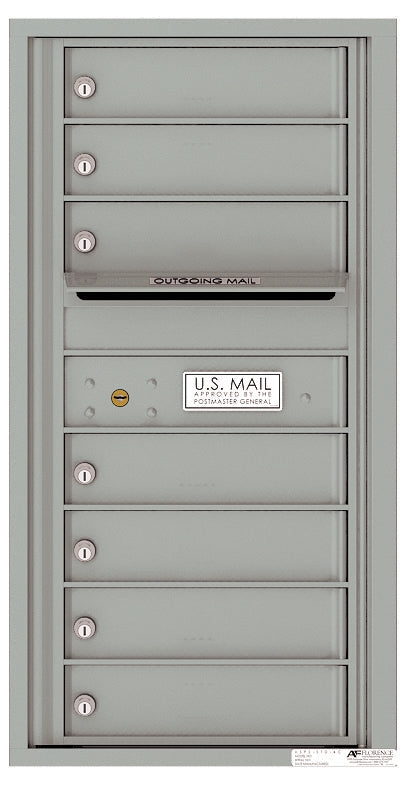 Versatile Front Loading Single Column Commercial Mailbox with 7 Tenant Compartments and Outgoing Mail Slot-Silver Speck (SS)