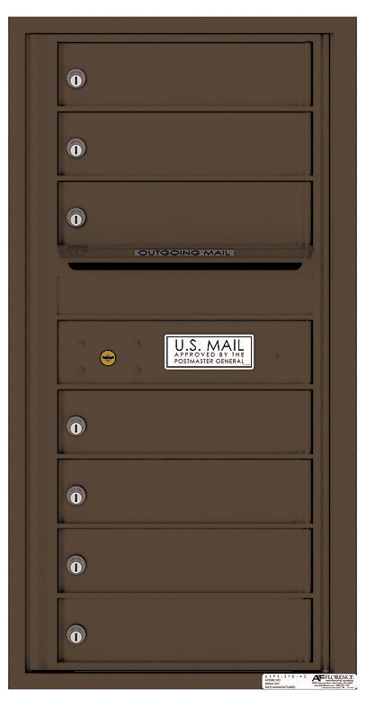 Versatile Front Loading Single Column Commercial Mailbox with 7 Tenant Compartments and Outgoing Mail Slot-Antique Bronze (AB)