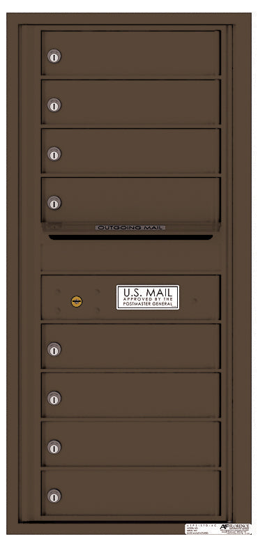Versatile Front Loading Single Column Commercial Mailbox with 8 Tenant Compartments and Outgoing Mail Slot-Antique Bronze (AB)