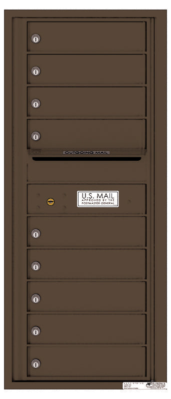 Versatile Front Loading Single Column Commercial Mailbox with 9 Tenant Doors-Antique Bronze (AB)