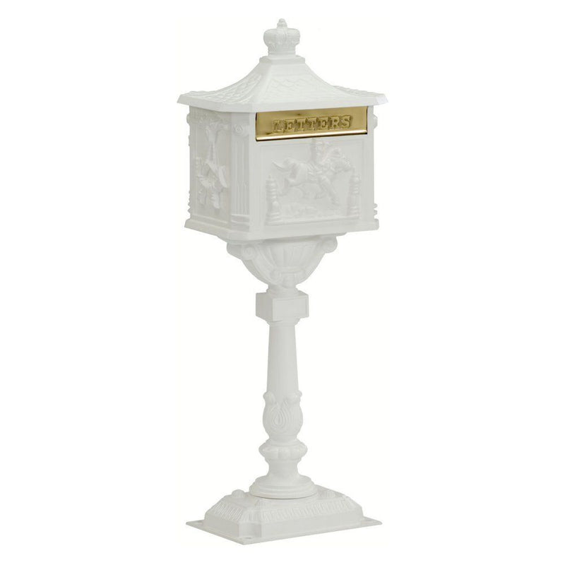Amco Victorian Pedestal Locking Mailbox in White