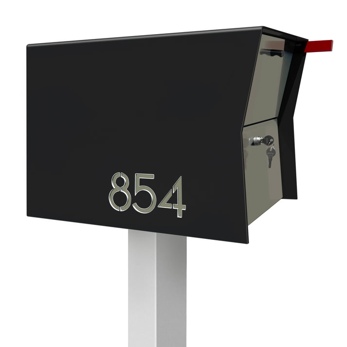 The Retrobox Locking Package Dropbox in JET BLACK - Modern Post Mounted Mailbox