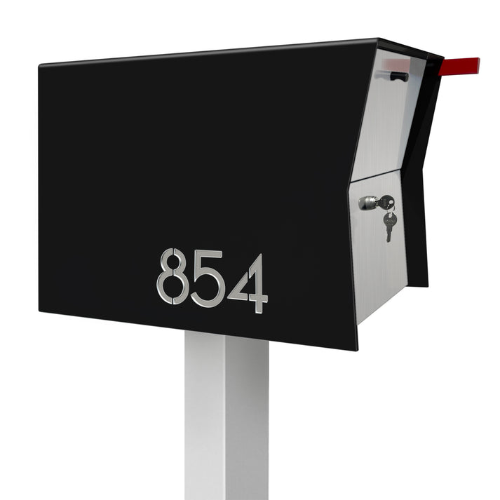 The Retrobox Locking Package Dropbox in JET BLACK - Modern Post Mounted Mailbox