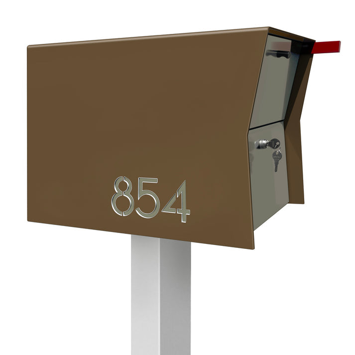 The Retrobox Locking Package Dropbox in COCONUT - Modern Post Mounted Mailbox