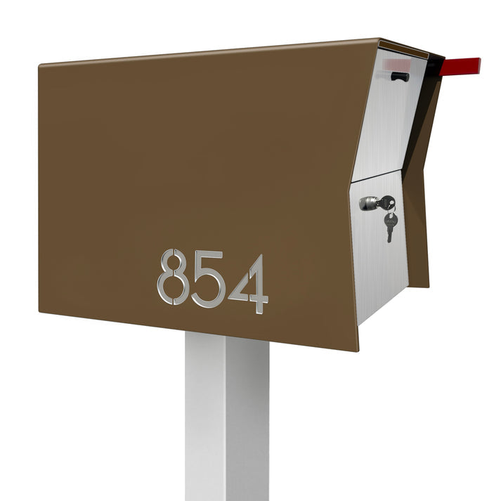 The Retrobox Locking Package Dropbox in COCONUT - Modern Post Mounted Mailbox