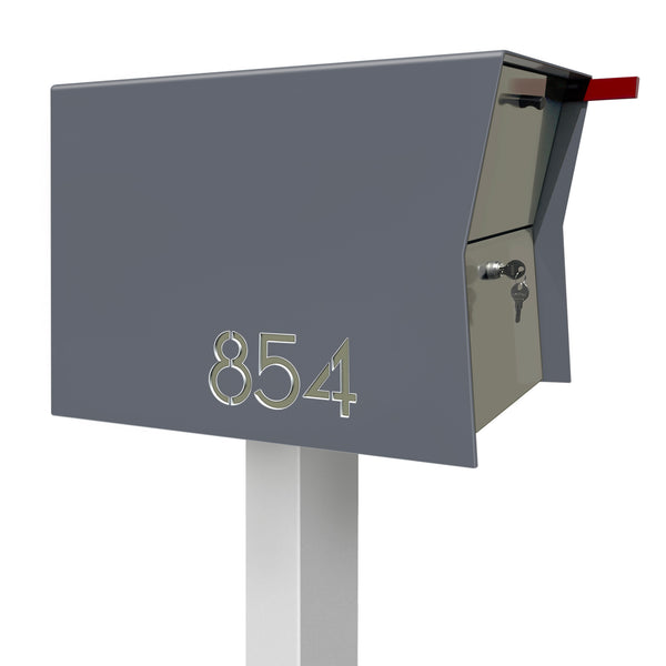 The Retrobox Locking Package Dropbox in GRAY- Modern Post Mounted Mailbox