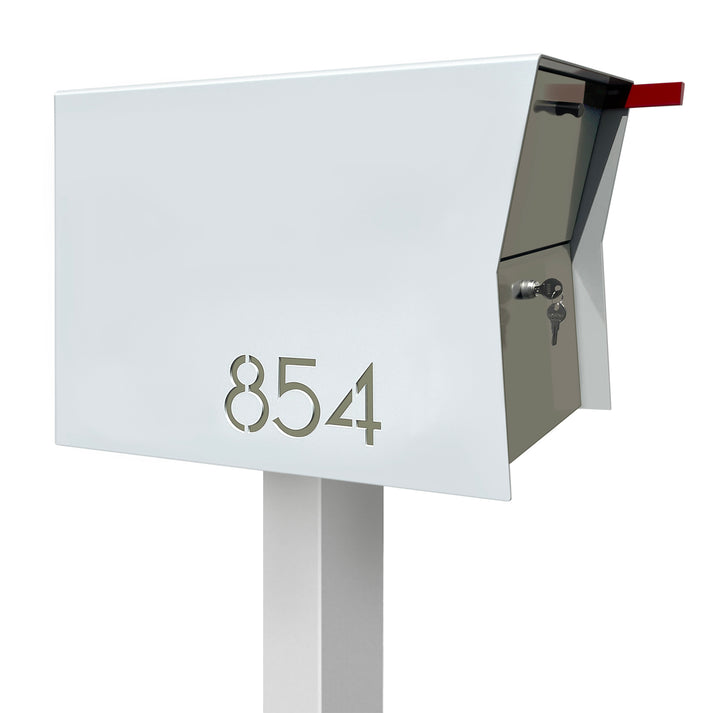 The Retrobox Locking Package Dropbox in ARCTIC WHITE - Modern Post Mounted Mailbox