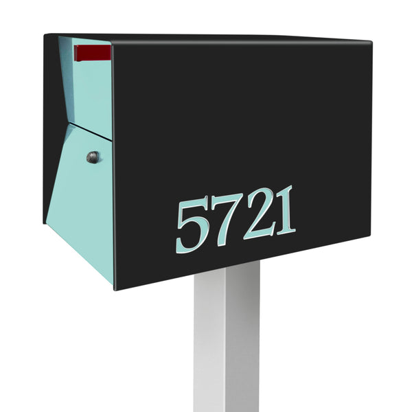 The UpTown Box Locking Package Dropbox in JET BLACK - Modern Post Mounted Mailbox