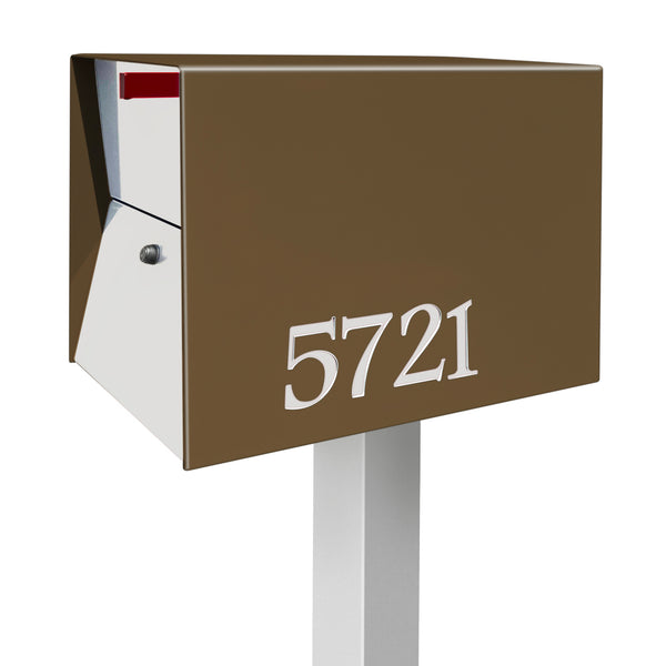 The UpTown Box Locking Package Dropbox in COCONUT - Modern Post Mounted Mailbox