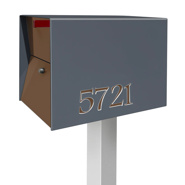 The UpTown Box Locking Package Dropbox DESIGNER GRAY - Modern Post Mounted Mailbox