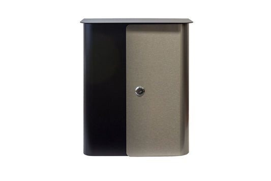 Vista Wall Mounted Locking Mailbox in Black with Stainless Steel