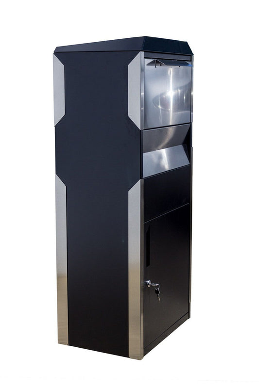 Locking Parcel Drop Box in Black with Stainless Steel