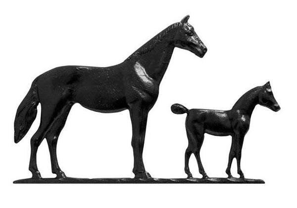 Whitehall 30 in. Traditional Directions HORSE (Mare and Colt) Weathervane in Black for Roof or Garden