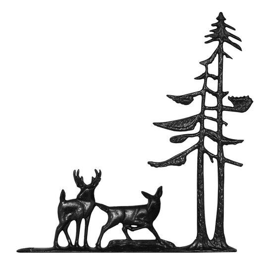 Whitehall 30 in. Traditional Directions DEER and PINES Weathervane for Roof or Garden in Black