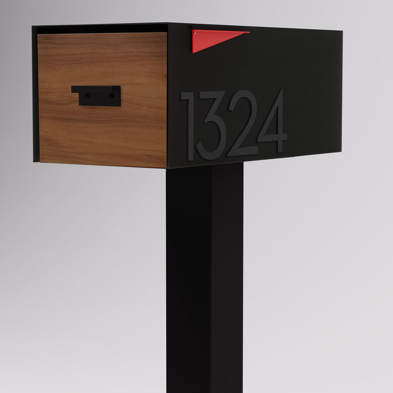 Post & Porch Large Malone Post-Mounted Mailbox with Wood Door