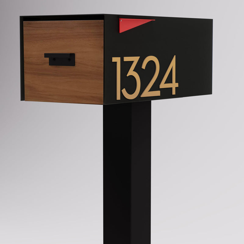 Post & Porch Large Malone Post-Mounted Mailbox with Wood Door