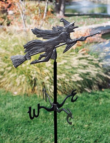 Whitehall Garden Directions FLYING WITCH Weathervane in Metallic Finishes