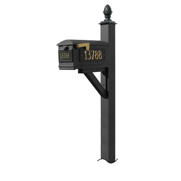 Westhaven System with Lewiston Mailbox, (3 Cast Plates) (No Base) Pineapple Finial