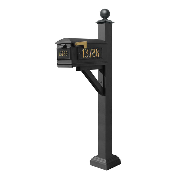 Westhaven System with Lewiston Mailbox, (3 Cast Plates) Square Collar & Large Ball Finial