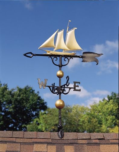 Whitehall 46" Traditional Directions Full-Bodied YACHT Weathervane in Metallic Finish