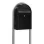 Bobi Classic Front Access Black Mailbox and Round Zinc Post Combo